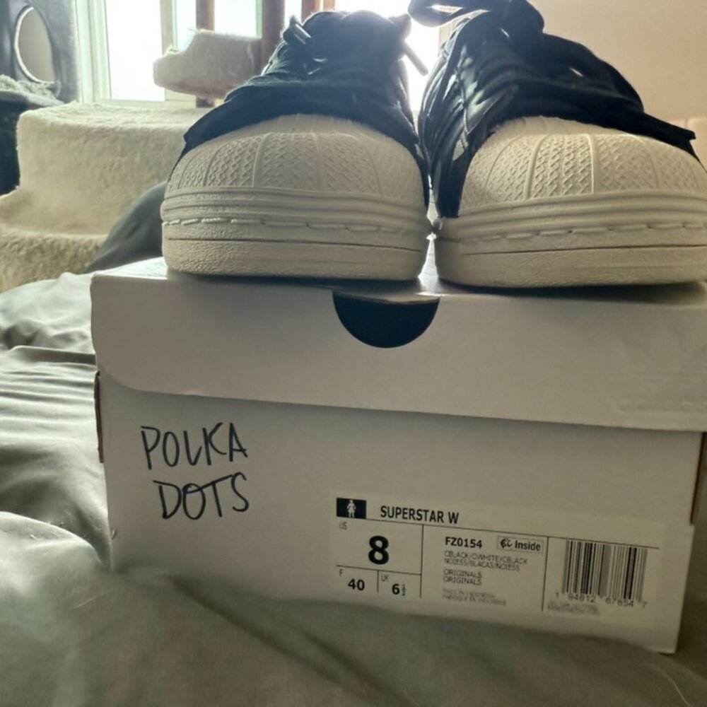 Adidas Women's Black and White Polka Dot Sneakers - Picture 2 of 7